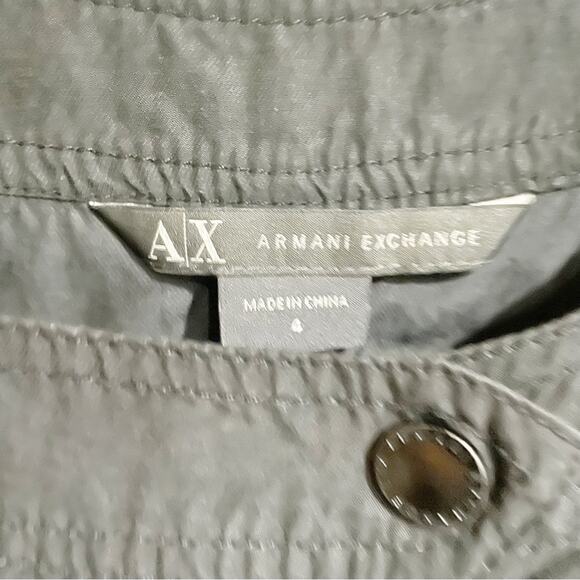 Armani Exchange Women 4 Black Cupro Cotton Blend Silky Tunic Asymmetrical Button - Picture 5 of 7